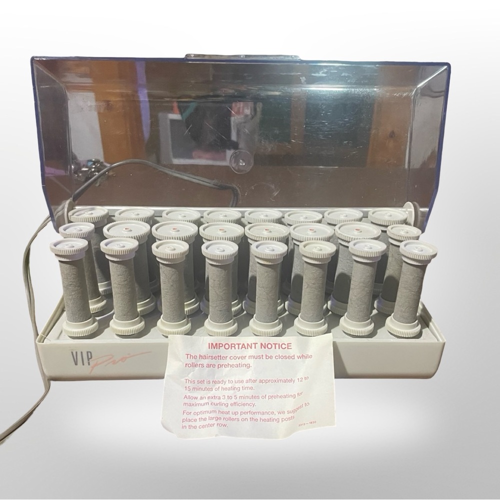 Vintage VIP Pro 24 Hot Rollers Curler SS-242R Flocked‎ Velvet Pageant